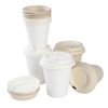 Vasos de papel de pulpa moldeada biodegradable con tapas al por mayor
